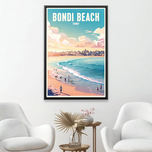 Vibrant Bondi Beach Oil Painting - Sydney Seascape Art for Coastal Home Decor