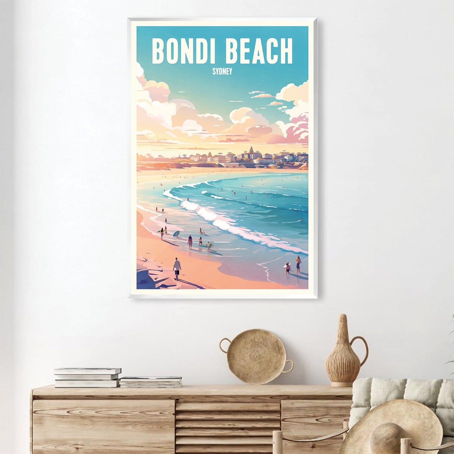 Vibrant Bondi Beach Oil Painting - Sydney Seascape Art for Coastal Home Decor