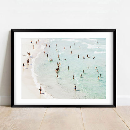 Vibrant Beach Scene with Bathers at Bondi Ocean Waves