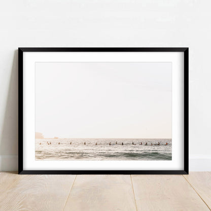 Serene Bondi Beach Surfers: Vibrant Oil Painting of Coastal Wave Ride