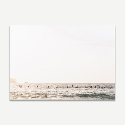 Serene Bondi Beach Surfers: Vibrant Oil Painting of Coastal Wave Ride