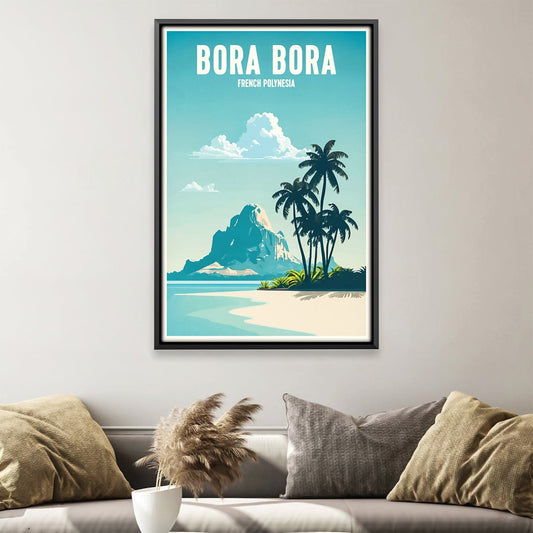 Bora Bora Island Paradise Oil Painting - Tropical Ocean Art for Home Decor