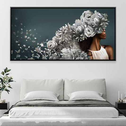 Elegant Floral Portrait Oil Painting for Home Decor and Wall Art