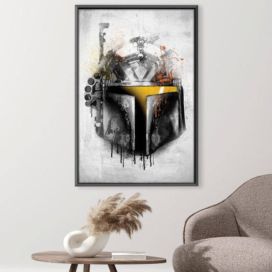 Bounty Hunter Helmet Abstract Oil Painting for Unique Home Decor