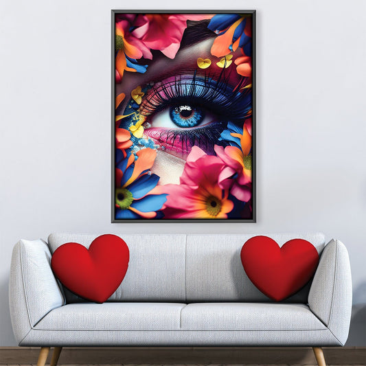 Vibrant Floral Eye Canvas Art - Colorful Oil Painting for Home Decor