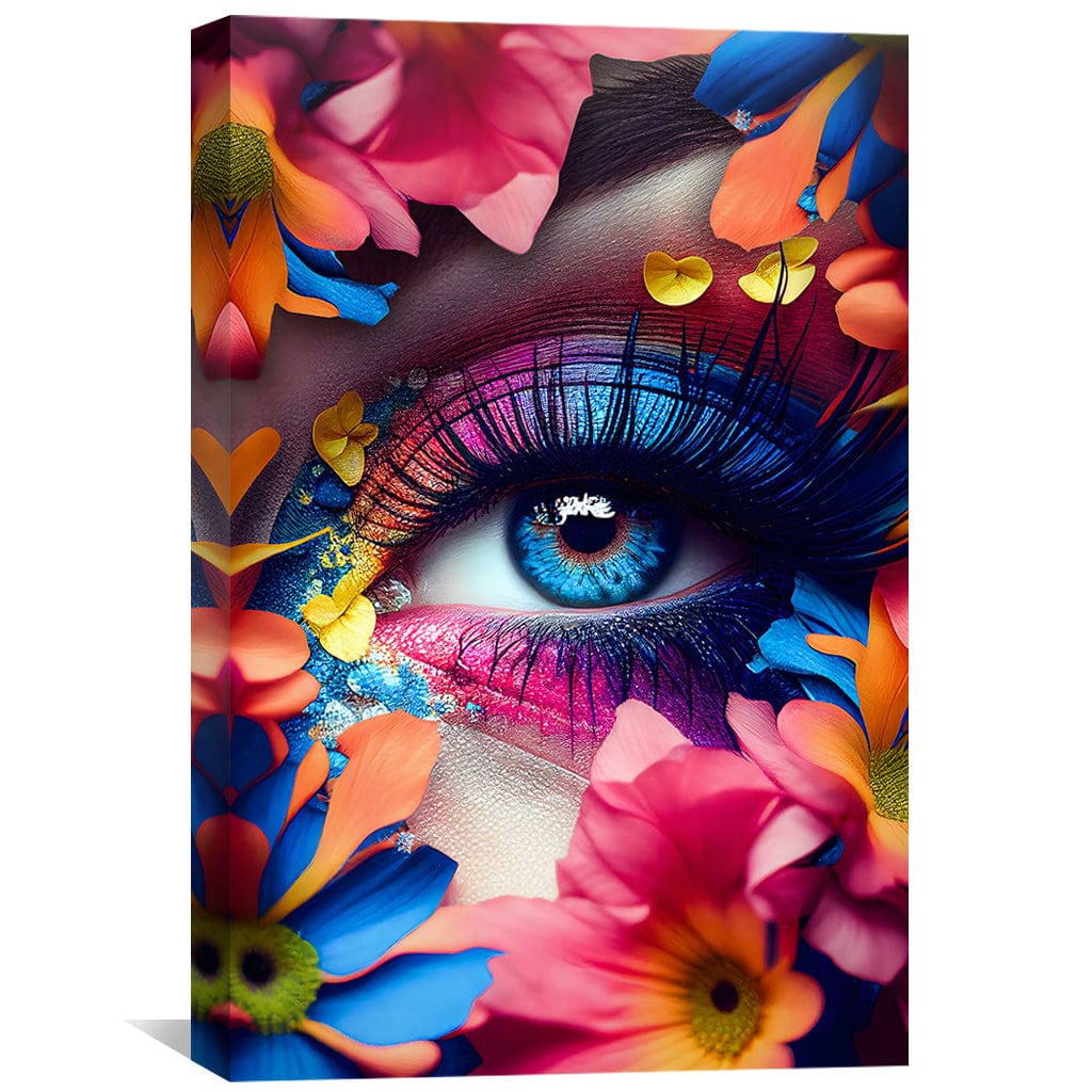 Vibrant Floral Eye Canvas Art - Colorful Oil Painting for Home Decor