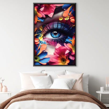 Vibrant Floral Eye Canvas Art - Colorful Oil Painting for Home Decor