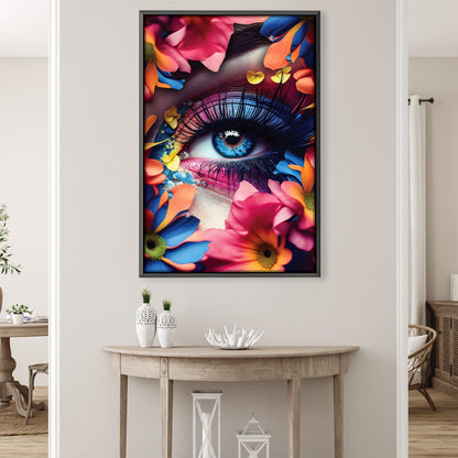 Vibrant Floral Eye Canvas Art - Colorful Oil Painting for Home Decor