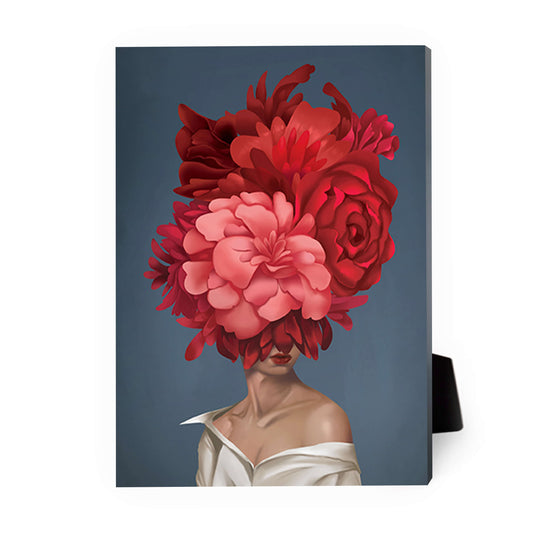 Vibrant Floral Portrait - Elegant Oil Painting for Home and Office Decor