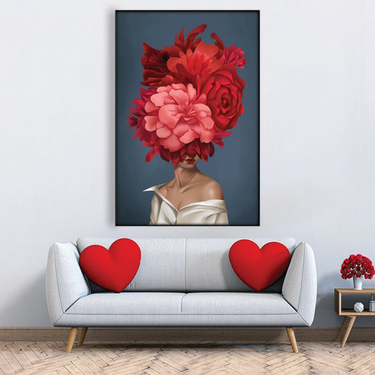 Floral Elegance: Abstract Woman Surrounded by Vibrant Blooms