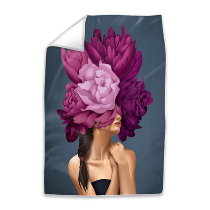 Floral Fantasy: Elegant Woman Surrounded by Vibrant Blooms Oil Painting