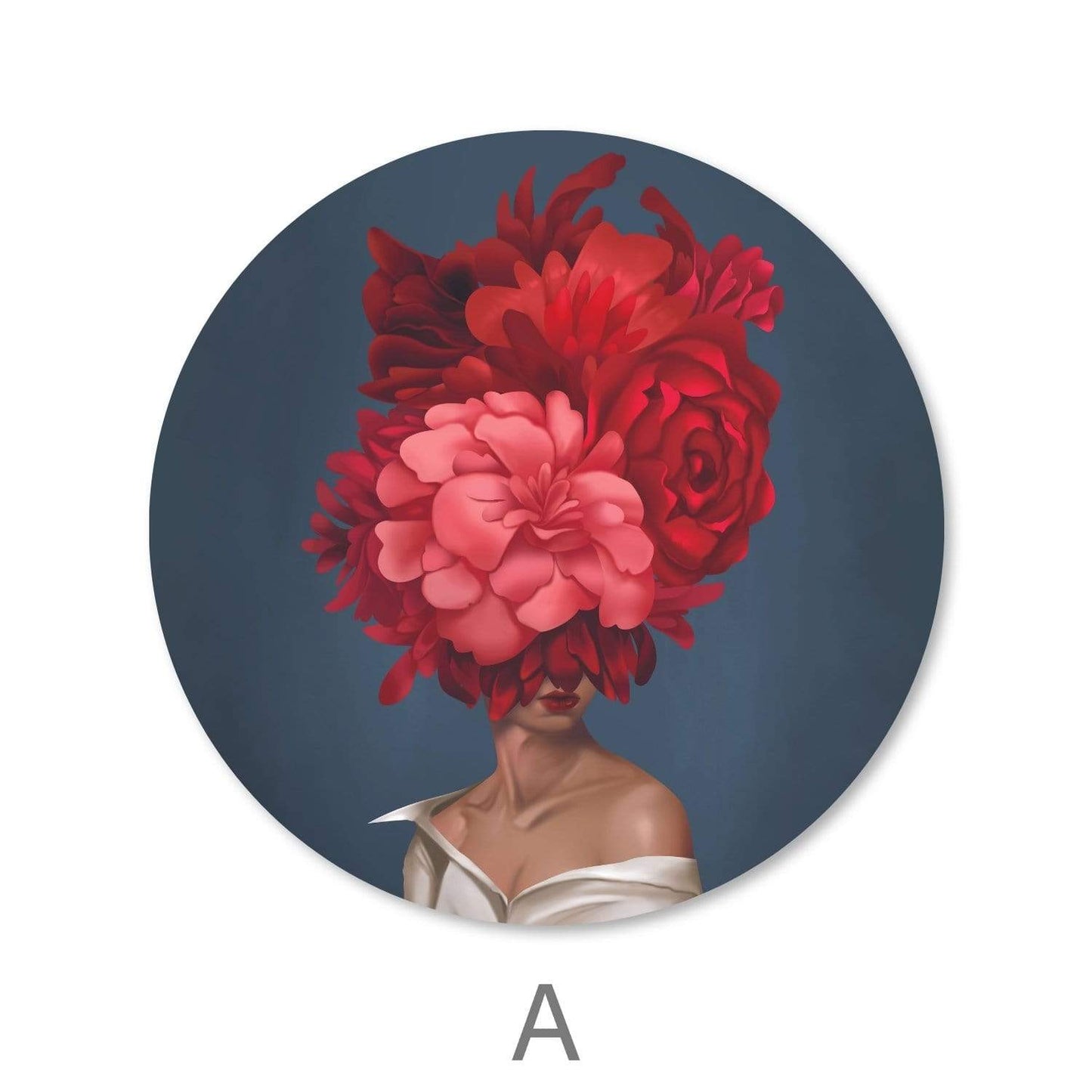 Floral Elegance: Vibrant Woman Portrait Oil Painting for Modern Home Decor