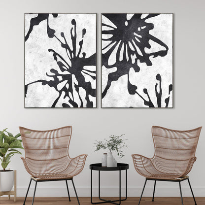 Bold Abstract Black and White Oil Painting for Modern Home Décor