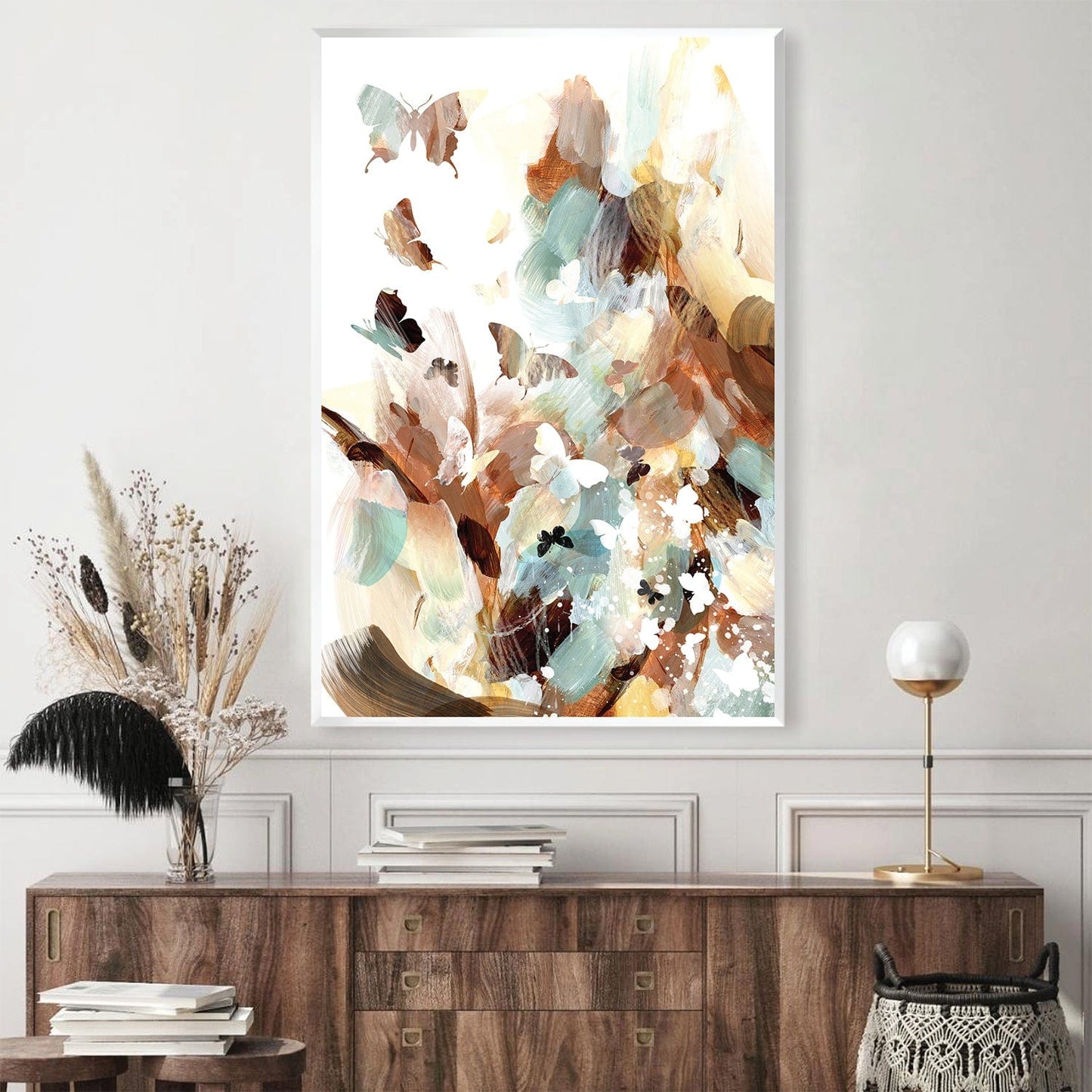 Vibrant Butterfly Abstract Oil Painting for Modern Home Decor