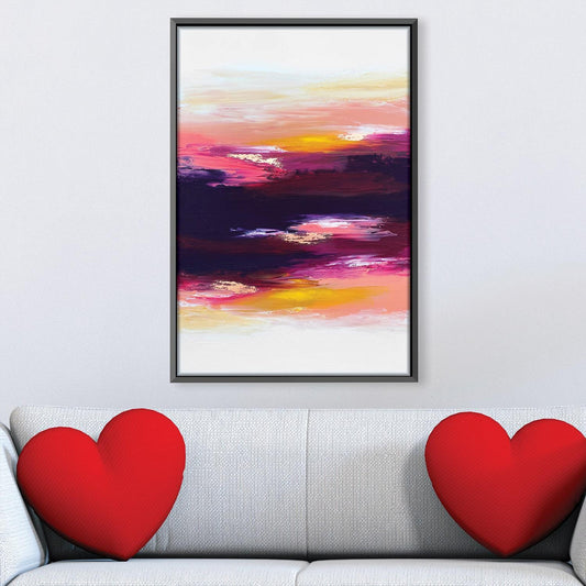 Vibrant Sunset Oil Painting - Colorful Abstract Landscape Art for Home Decor