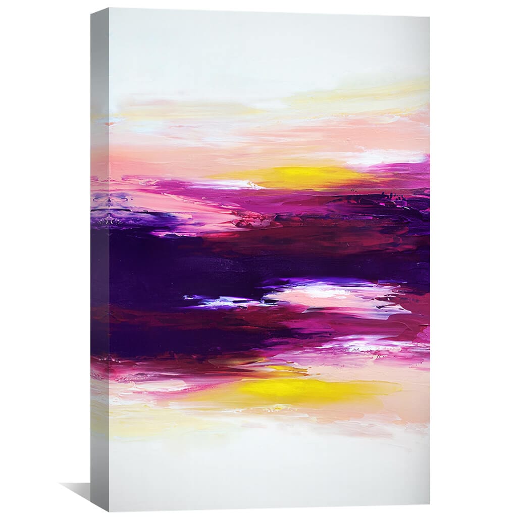 Vibrant Sunset Oil Painting - Colorful Abstract Landscape Art for Home Decor