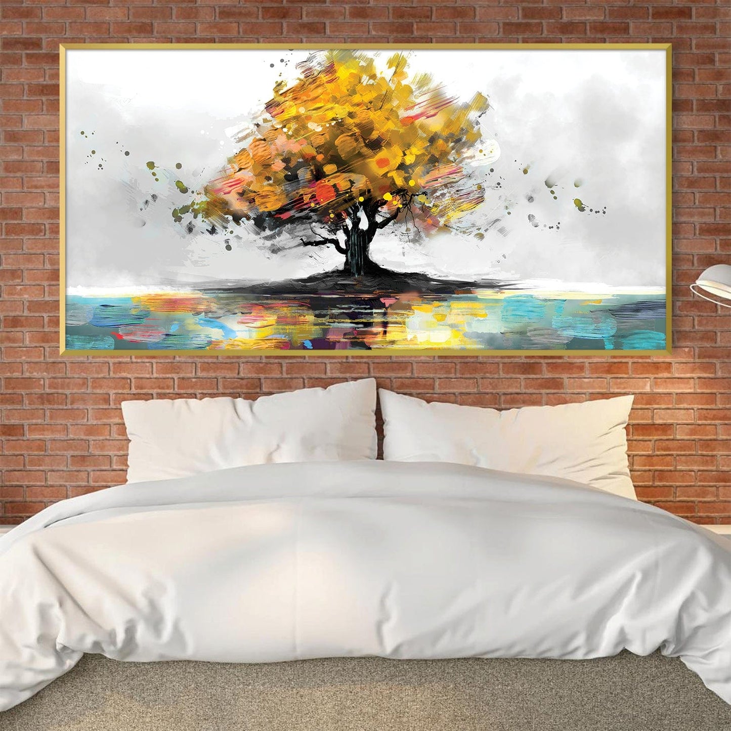 Vibrant Autumn Tree Oil Painting for Modern Home Décor