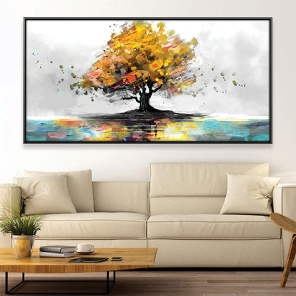 Vibrant Autumn Tree Oil Painting for Modern Home Décor