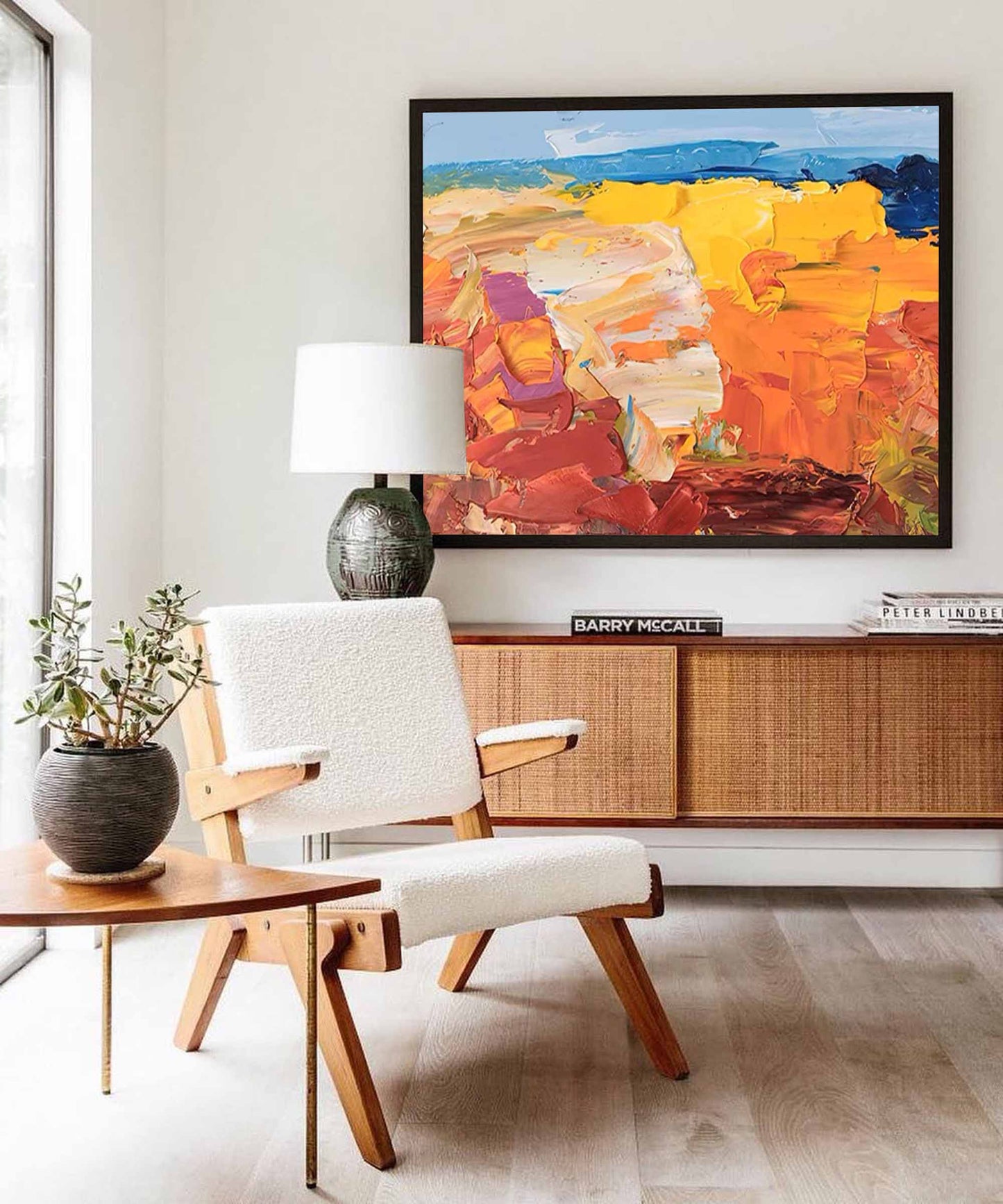 Vibrant Abstract Landscape Oil Painting for Modern Home Decor