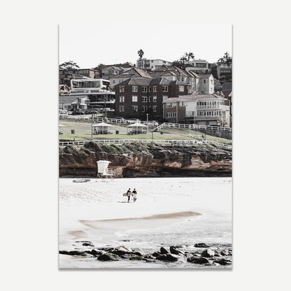 Serene Bronte Beach Scene: Coastal Charm Oil Painting for Home Decor