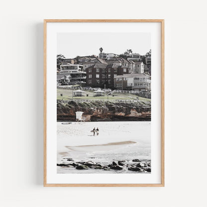 Serene Bronte Beach Scene: Coastal Charm Oil Painting for Home Decor