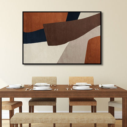 Abstract Wabi Sabi Oil Painting in Brown and Beige Geometric Design for Modern Decor