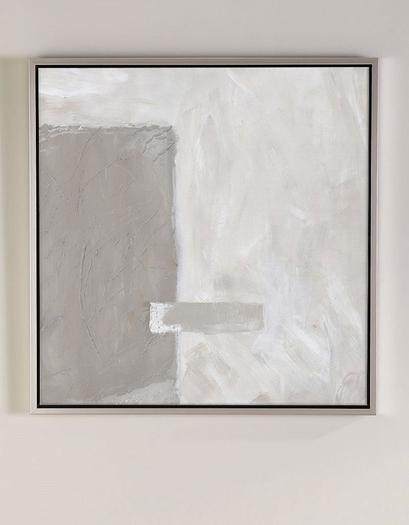 Elegant Brown and White Minimalist Abstract Oil Painting for Modern Home Decor