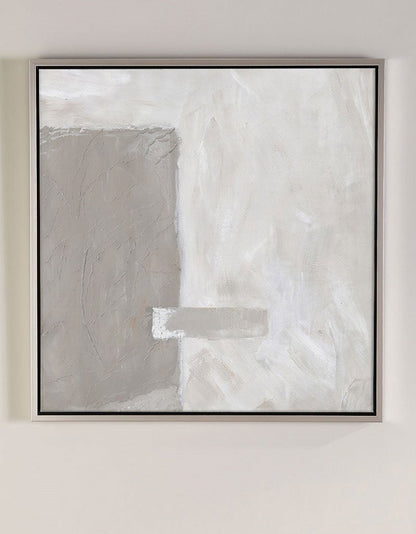 Elegant Brown and White Minimalist Abstract Oil Painting for Modern Home Decor