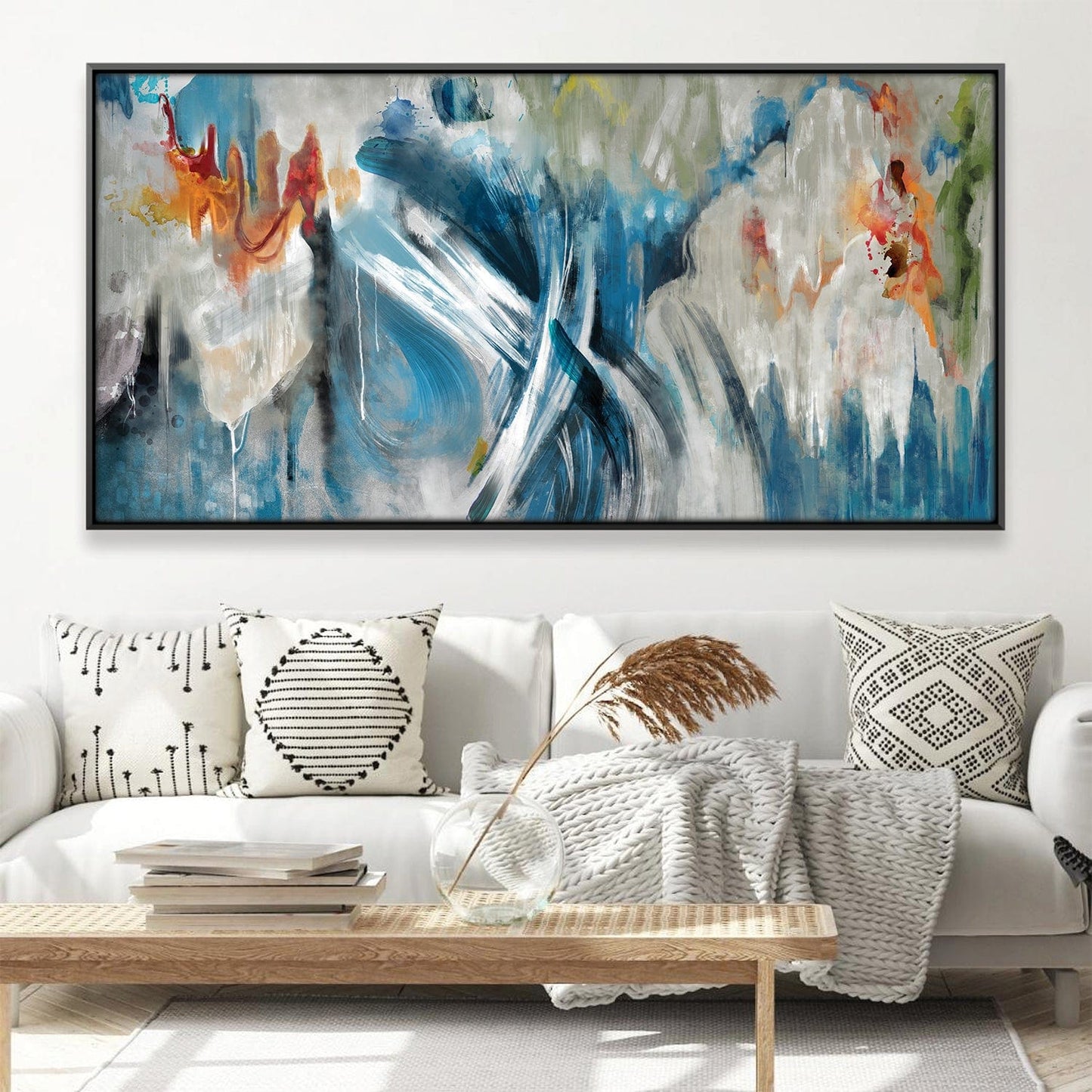 Vibrant Abstract Waves Oil Painting for Modern Home Décor