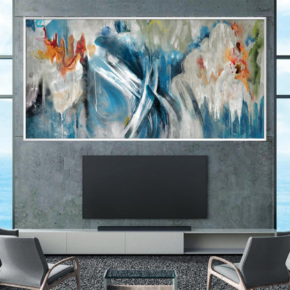 Vibrant Abstract Waves Oil Painting for Modern Home Décor