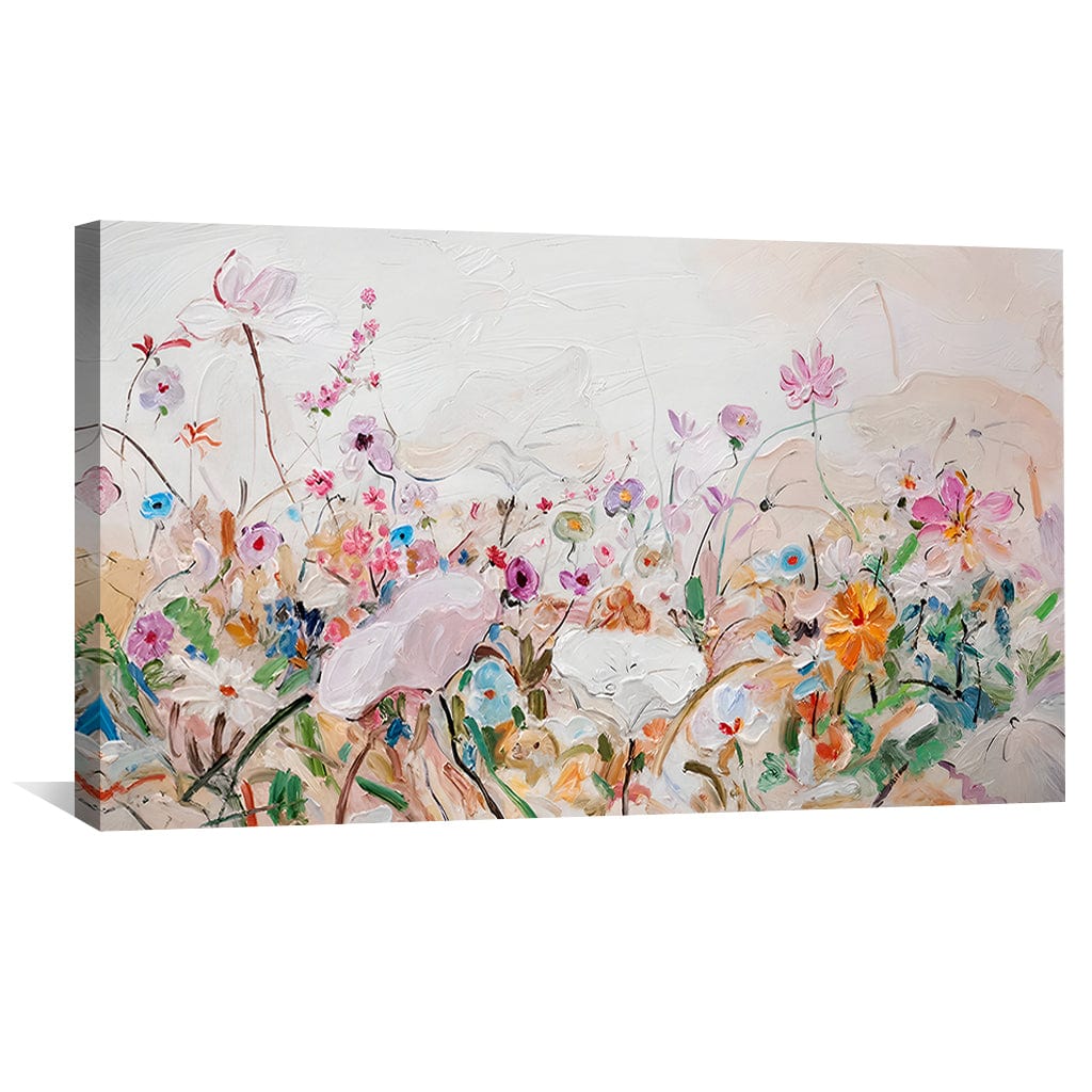 Vibrant Floral Oil Painting - Colorful Garden Canvas Art for Home Decor