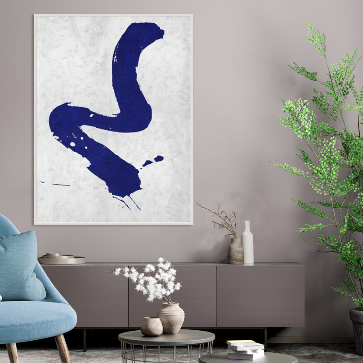 Dynamic Blue Abstract Oil Painting for Modern Art Enthusiasts