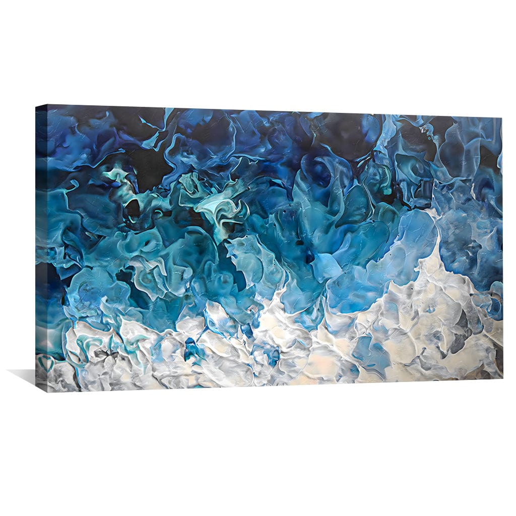 Tranquil Blue Waves: Abstract Oil Painting for Serene Home Decor