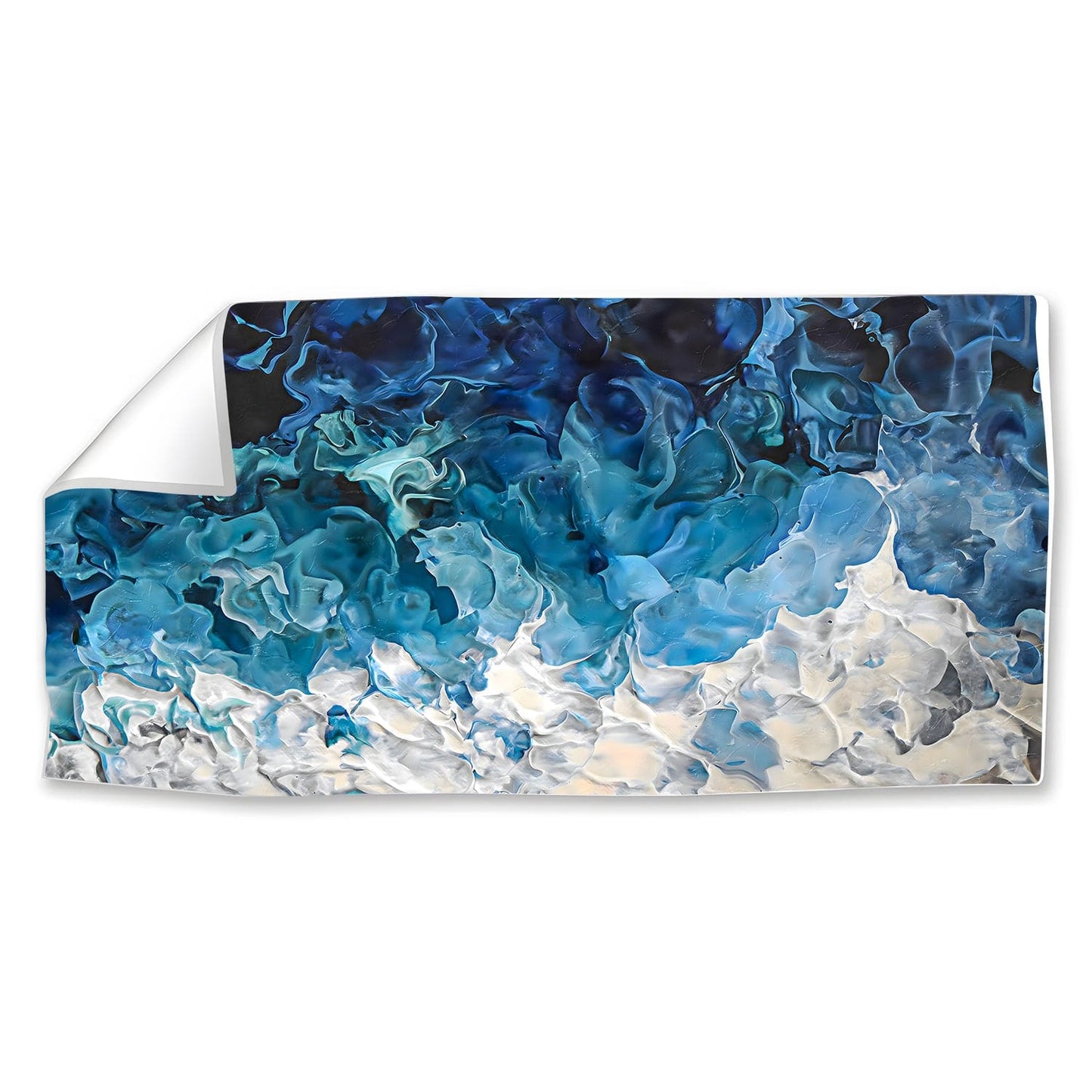 Serene Blue Waves Abstract Oil Painting for Modern Home Decor