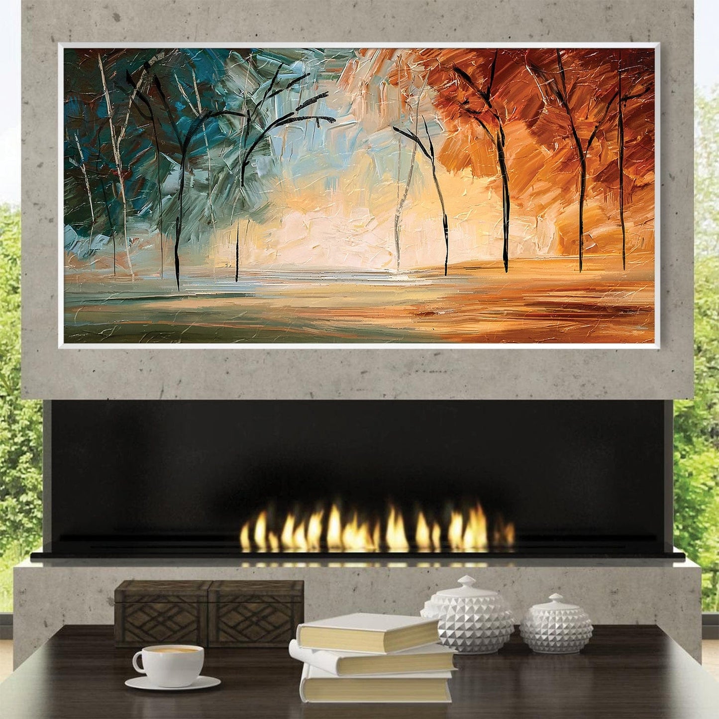 Vibrant Autumn Landscape Oil Painting for Modern Home Decor