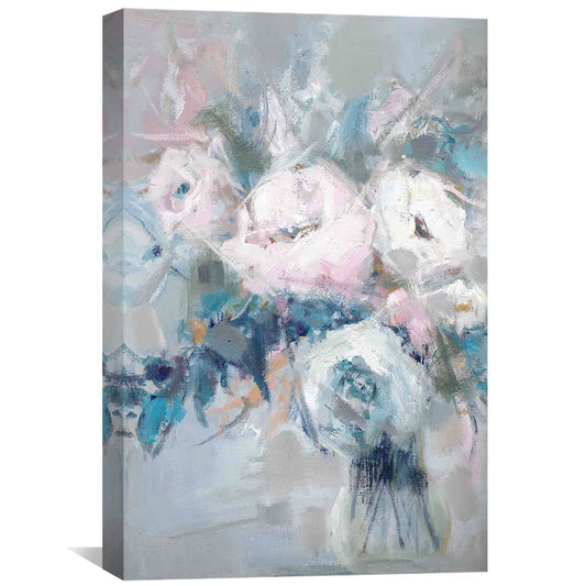 Elegant Spring Floral Oil Painting in Soft Pastels for Home Decor