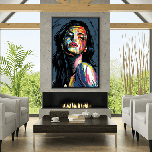 Vibrant Abstract Oil Painting of a Woman's Portrait for Modern Home Decor