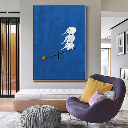Whimsical Elephant Balance Art for Modern Minimalist Home Decor