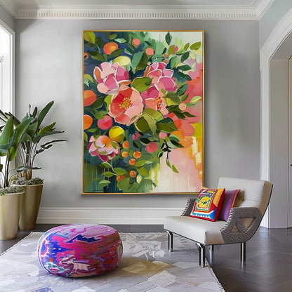Vibrant Floral Oil Painting for Home Decor and Art Lovers