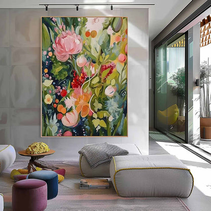 Vibrant Floral Oil Painting for Home Decor and Wall Art