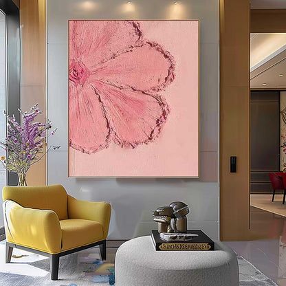 Blossoming Pink Flower Oil Painting for Elegant Home Decor