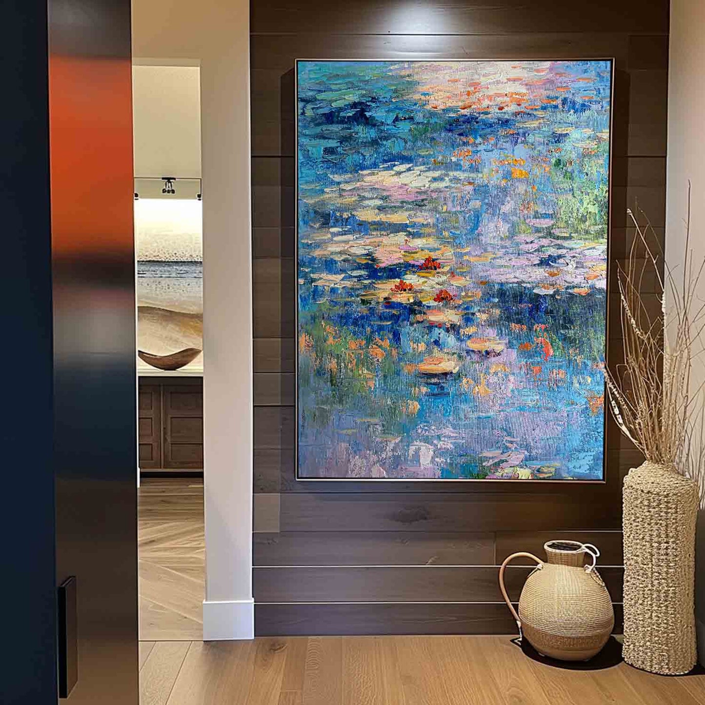 Serene Water Lilies Oil Painting for Tranquil Home Decor