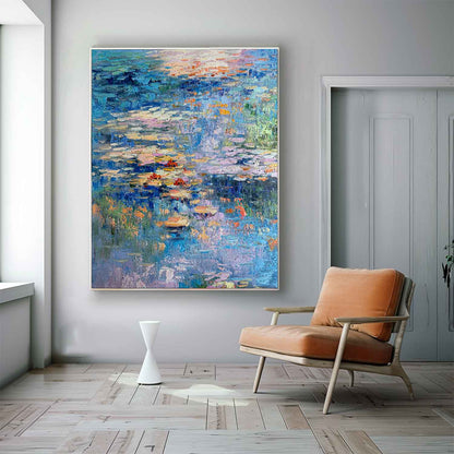 Serene Water Lilies Oil Painting for Tranquil Home Decor