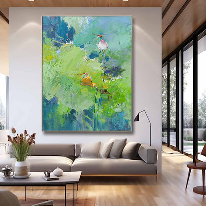 Vibrant Floral Oil Painting on Canvas – Modern Botanical Artwork for Home Decor