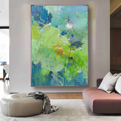 Vibrant Floral Oil Painting on Canvas – Modern Botanical Artwork for Home Decor