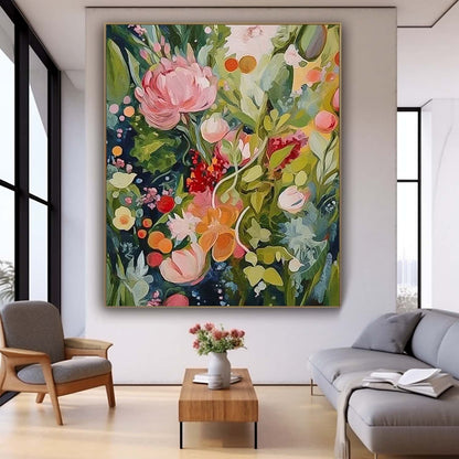 Vibrant Floral Oil Painting for Home Decor and Wall Art