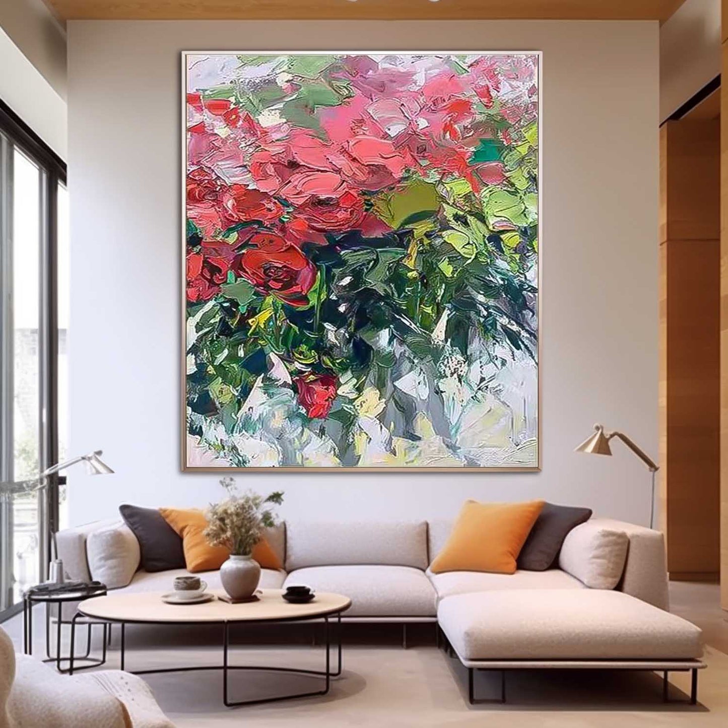 Vibrant Floral Oil Painting for Home Decor - Artistic Flower Canvas Art