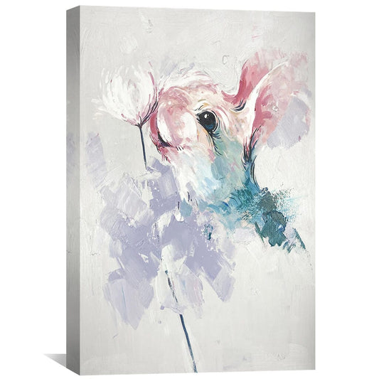 Charming Bunny with Flowers - Whimsical Oil Painting for Animal Art Lovers