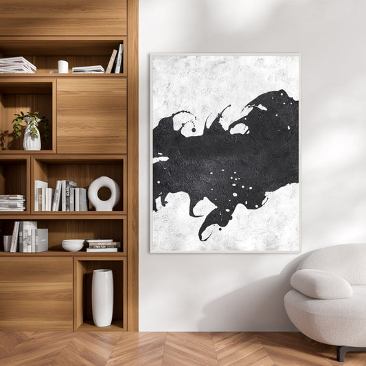 Abstract Black and White Oil Painting - Modern Wall Art for Contemporary Decor