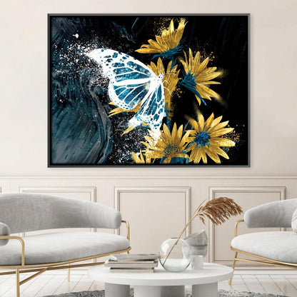 Vibrant Butterfly and Sunflower Oil Painting for Modern Home Decor